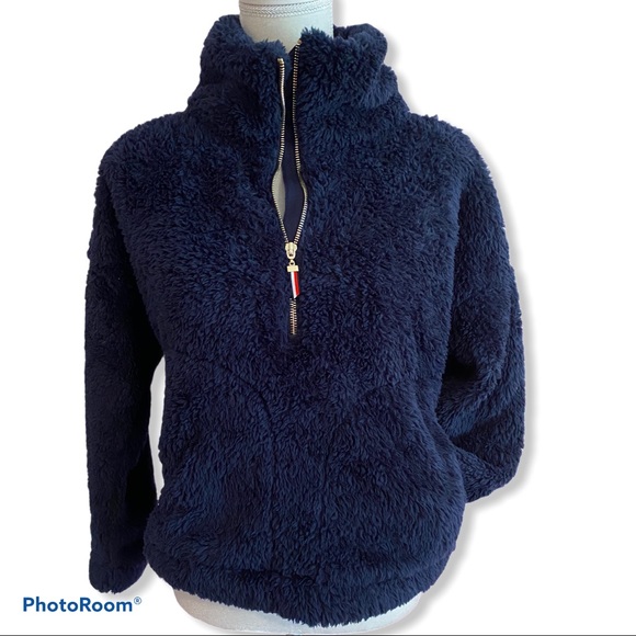 tommy jeans teddy half zip hoodie